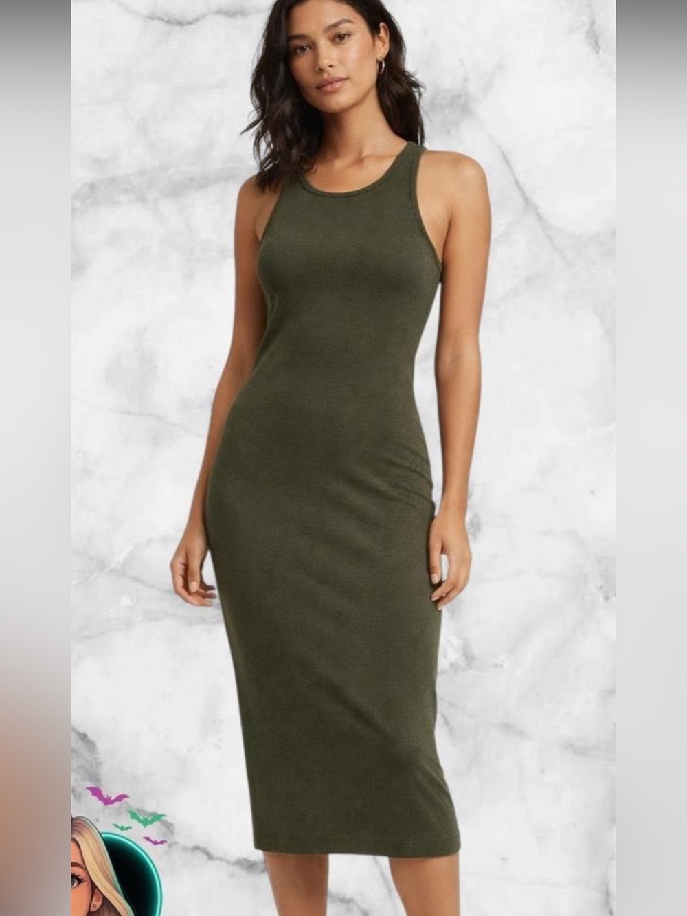 Marine layer green tank dress midi length size large
